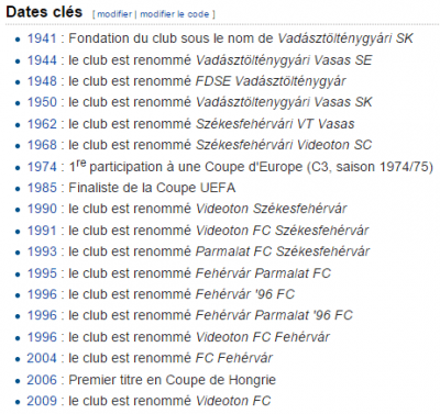 Les changements de nom du club via wikipedia